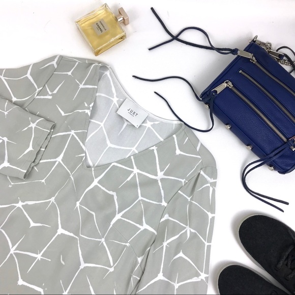 ASOS Tops - Just Female Gray White Cube Print Trace Blouse L